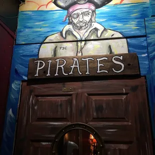 a pirate's sign on the door