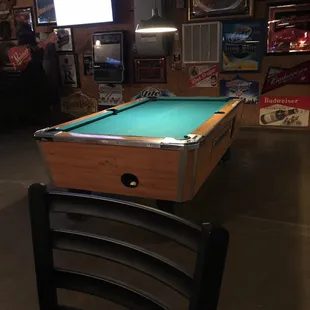 pool table and chairs