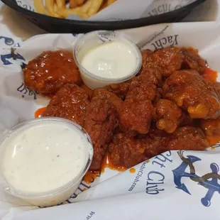 chicken wings and fries