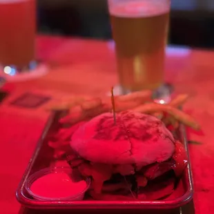 a plate with a sandwich and fries