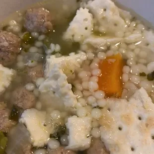 Perfect italian wedding soup.  Should have taken photo before I added crackers.