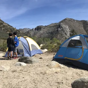 So many big rocks but we got 2/3 of our tents with flat ground.