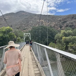 Walking on the bridge to hiking trails