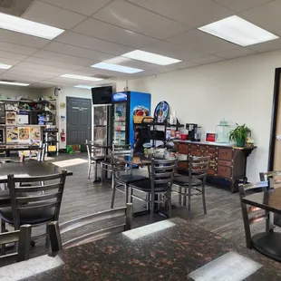 The door is to the left.