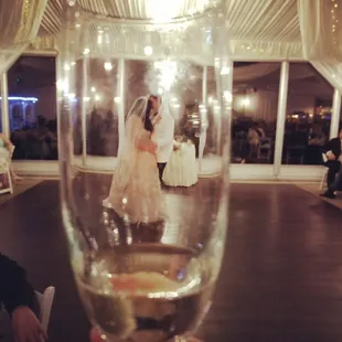 Dance floor in reception tent