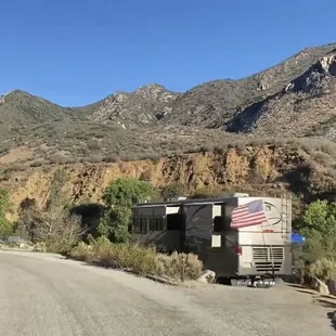 an rv parked on the side of the road