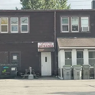 a parking lot in front of a building