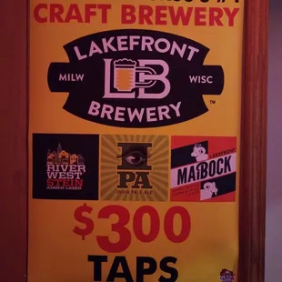 3 buck lake front craft beer pints