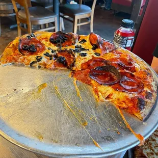 a half eaten pizza