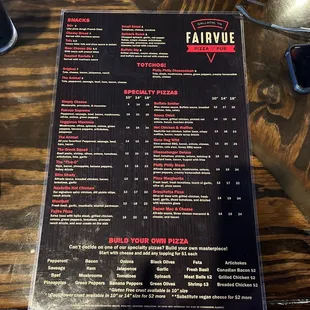 Updated menu