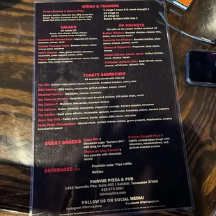 Updated menu