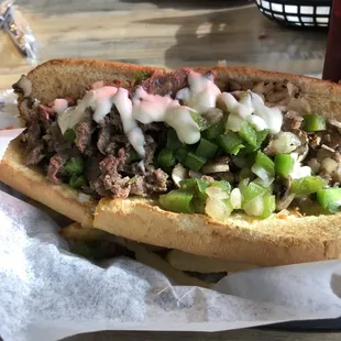This Philly Philly Cheesesteak was  just ok . Fries were under the sandwich which made the fries soggy and no seasoning on fries.