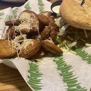 Zucchini Fries and veggie burger