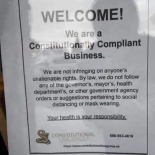 &quot;Your health is your responsibility&quot; ....? They really could care less about their customers....