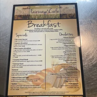 the breakfast menu