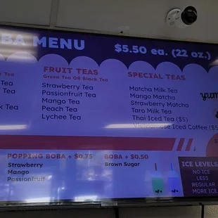 boba menu