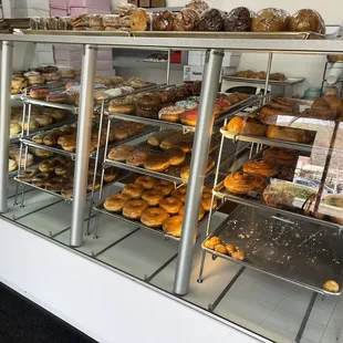 a display case full of donuts