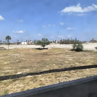 Construction right outside the window. They are smoothing it all out. Does it stop at night?  No. No one goes on vacation to rest.