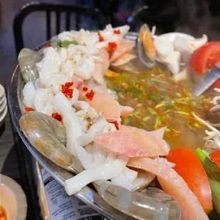 a large platter of seafood