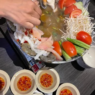 Seafood hot pot.