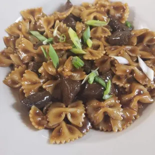 Beef tips and noodles