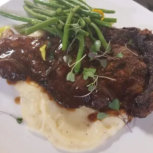 Ribeye with red wine gravy