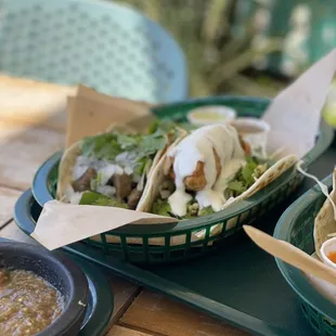 Fried Avocado taco on flour tortilla