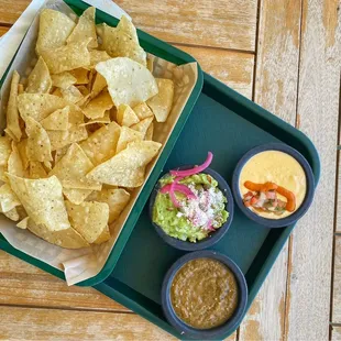 Guacamole, Fairways Salsa, and Tex Mex Queso