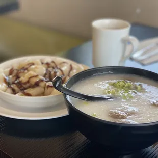 Congee and Cheung fun breakfast