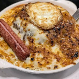 #6 On Whiteboard Menu Chicken Steak with Hot Dog and Egg over Fried Rice (includes Drink)  12/15/24