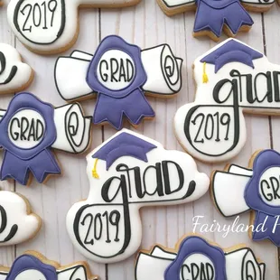 graduation cookies decorated with royal icing