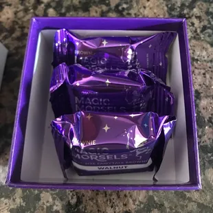 the inside of a purple box