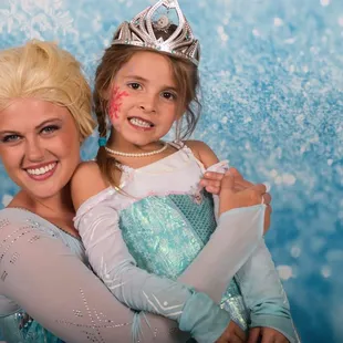 Queen Elsa and Princess Anna made our little girls birthday party a success!