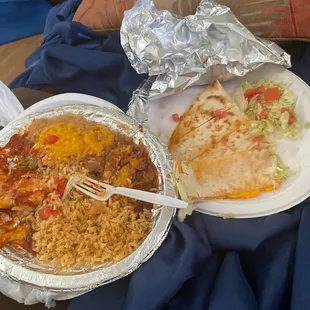 Enchilada plate and quesadilla