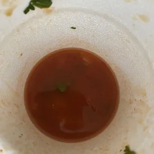 1/2 left of serving of shrimp cocktail