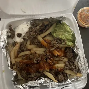 Soggy cold and disgusting mock of carne asade Nacho Fries