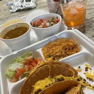Their 3 taco special. Meat was ok, but I left nothing on the plate :-)