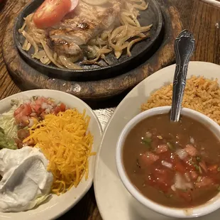 Fajitas with charro beans