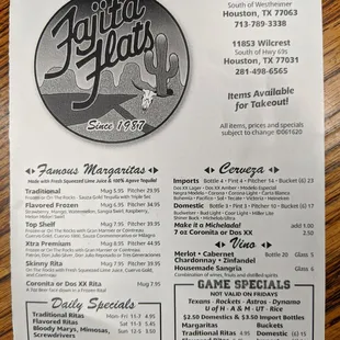 Menu front page