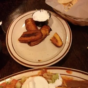 Fried Plantains with sour cream