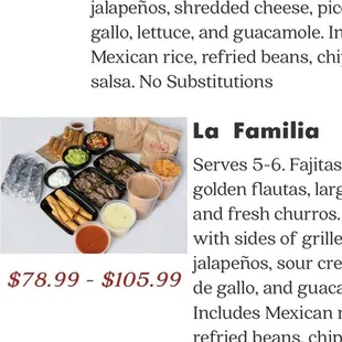Photo of what you get in La Familia