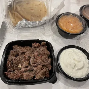Small $36 beef (if you know the size of their sour cream, you know how small it is).