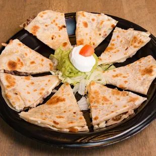 a plate of quesadillas