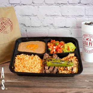 a meal in a takeout container