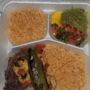 the meal in a styrofoam container