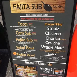 Mexicano menu