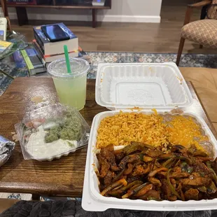 Steak Fajitas with Flour Tortillas ($18.95) and Regular Margarita ($7.95)