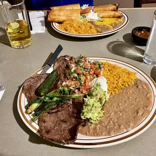 Carne asada and flautas.