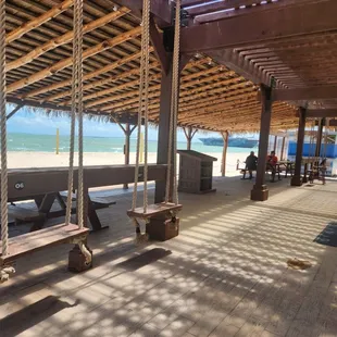 Porch swings! Right next to the U.S.S Lexington