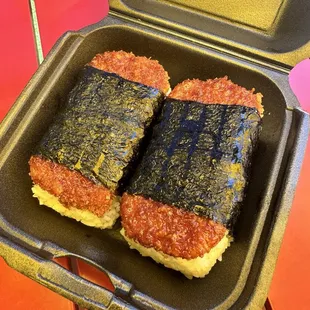 Crunchy spam musubi